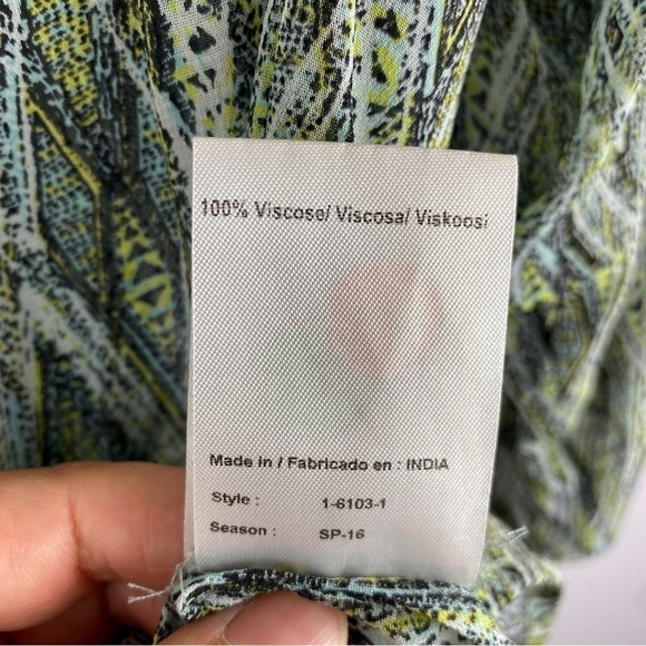 NOA Noa Green Boho Embroidered Semi Sheer Viscose Blouse Medium - Picture 10 of 11